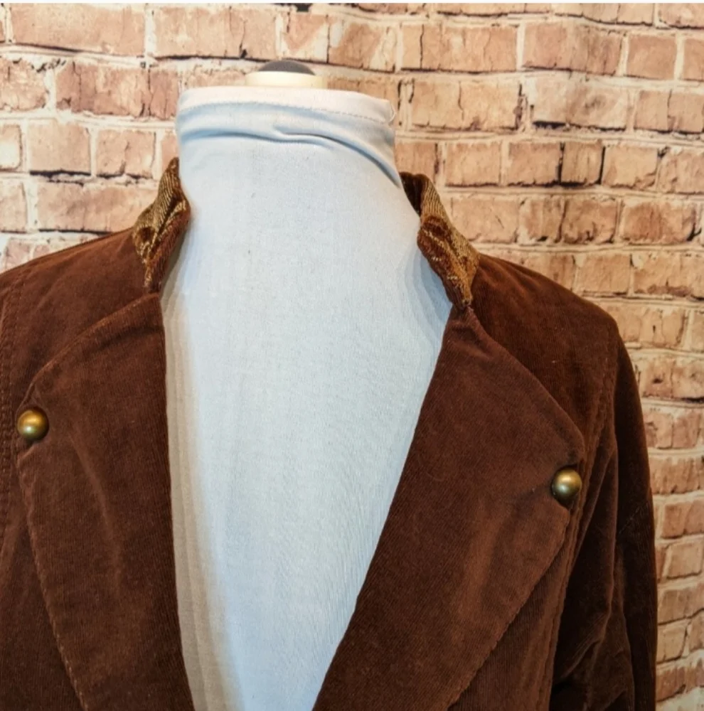 Corduroy Jacket With Grommet Metal Stud Embroidery Lace-up Corsetting Details L - Picture 5 of 6